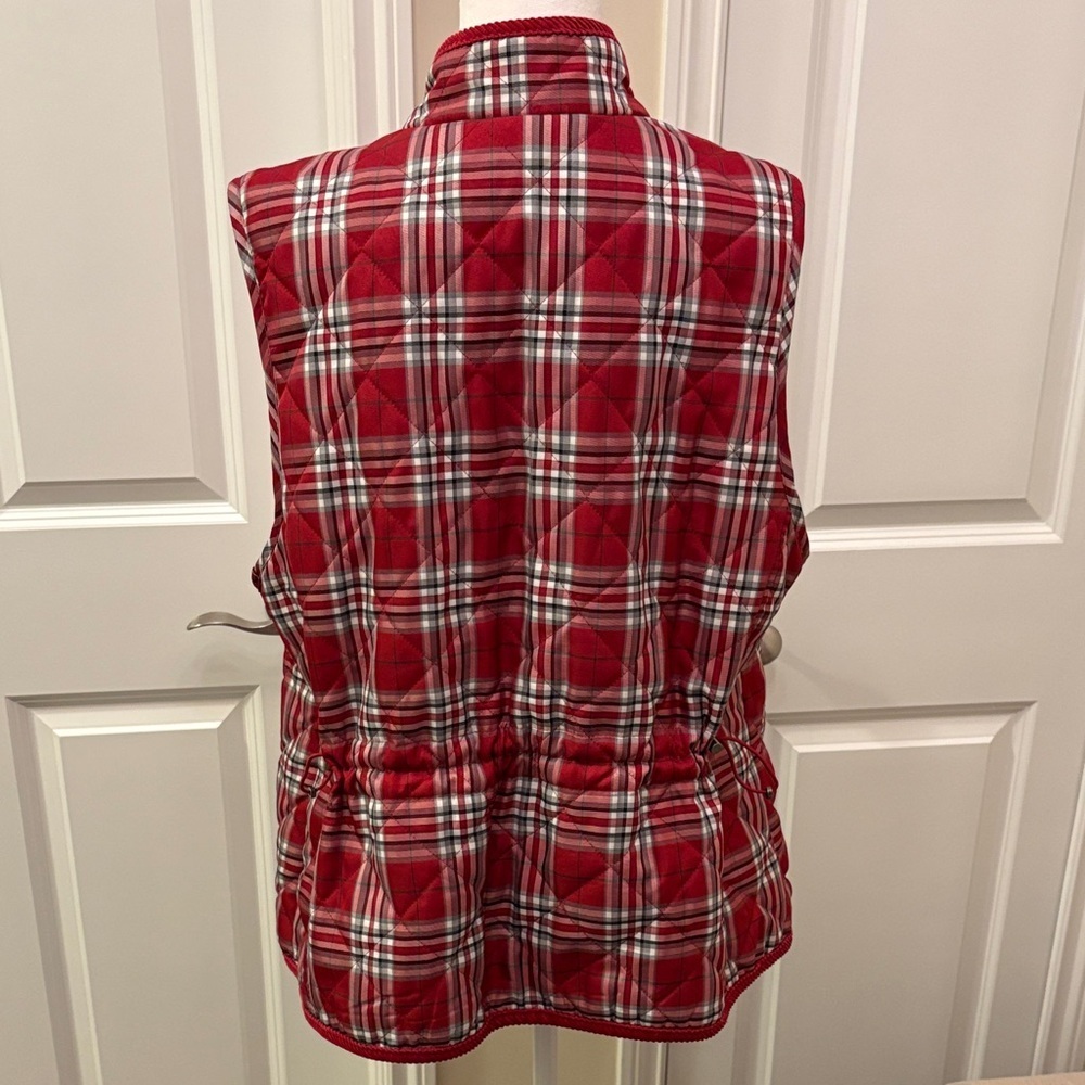 Croft & Barrow Red Plaid Puffer Jacket 1X Vest EUC pockets - Picture 4 of 13